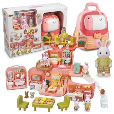 Imagem de Conjunto Casinha Feliz Mochila De Unicórnio Com Cômodos E Móveis Cenár