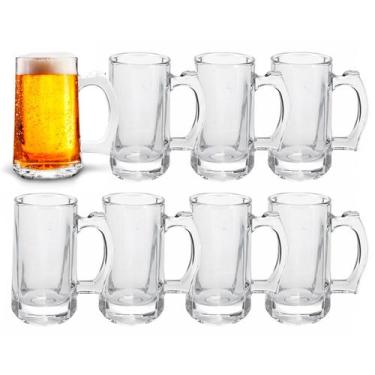 Imagem de Caneca De Chopp Cerveja 380 Ml Kit 8 Unidades Conjunto Copos De Vidro 