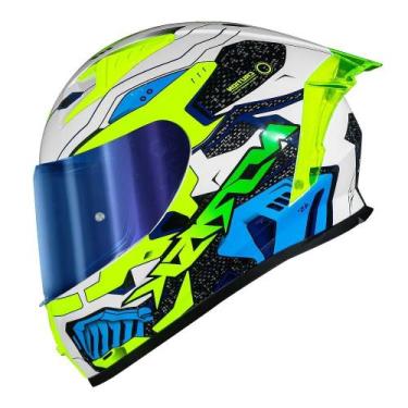 Imagem de Capacete norisk flow robot amarelo com viseira azul extra e spoiler, A