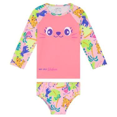 Imagem de Conjunto Praia Bebê Proteção UV50+ Safari Rosa Kamylus, 3-6M