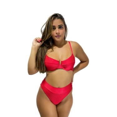 Imagem de Biquíni Hot Pant e Meia Taça Com Aro e Bojo Canelado Preto - MF FASHIO