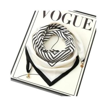 Imagem de Lenço De Seda Luxuoso Feminino Com Fecho Magnético, Estampado, Quadrad
