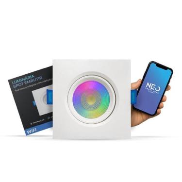 Imagem de Kit Spot Led Smart Wifi 2.4 GHz Embutir 5w RGB 110v 220v Quadrado ou R