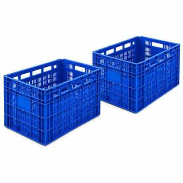 Imagem de Kit 2 Caixa Hortifruti 65L Azul Plástica Reforçada Multiuso - ralfplas