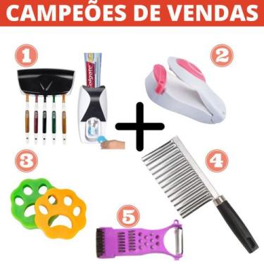 Imagem de Kit Dispenser Pasta de Dente Mini Seladora de Sacos Tira Pelos Maquina