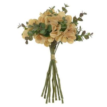Imagem de Buquê Hortênsia Ramalhete com Fita Amarelo Outono 26cm - FLORARTE