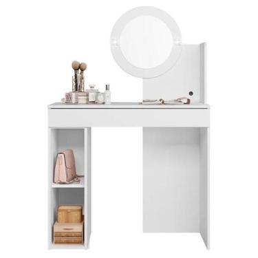 Imagem de Penteadeira Camarim Tocador Slim Com 1 Porta 1 Gaveta Branco- Móveis L