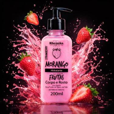 Imagem de Hidratante Morango Rhenuks 200ml Cheiro Doce Suave Pele Hidratada Maci