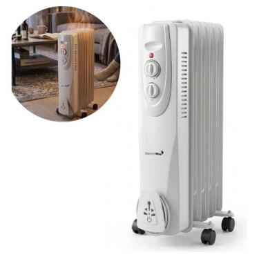 Imagem de Aquecedor a oleo domestico portatil ventilador ar quente 1000w potente