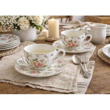 Imagem de Conjunto 6 Xícaras de Chá com Pires Floral Farm House-200ml - Sanson D