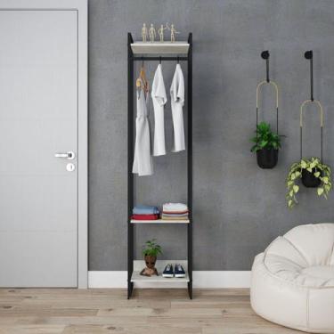 Imagem de Estante Closet Arara Industrial 3 Prateleiras 187x45cm Dynamica Branco