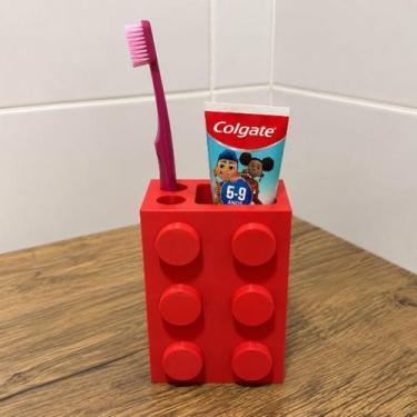 Imagem de 1 Porta Escova de Dente Blocos Lego Encaixáveis Organizador Banheiro I