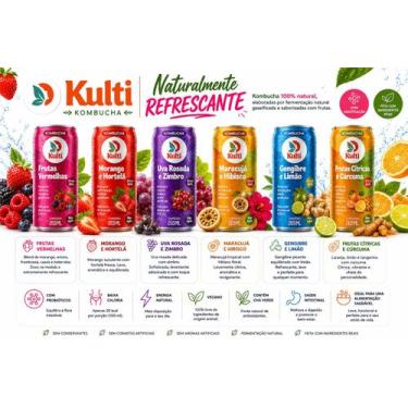 Imagem de Pack 24 Kombucha latas Refrigerante Vegano Fermentado Natural Kulti