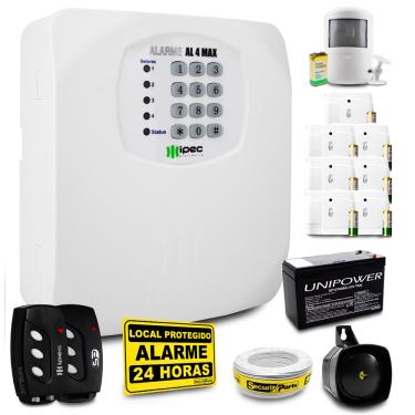 Imagem de Kit Alarme Residencial Casa Comercial sem Fio 8 Sensores 2 Controles e Bateria