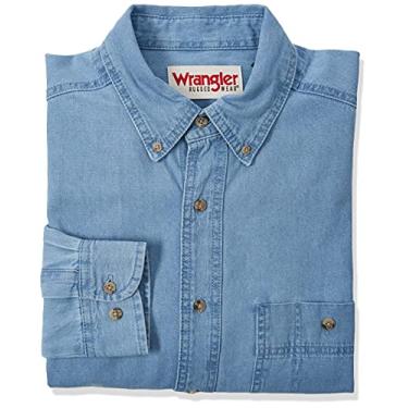 Imagem de Wrangler Camisa jeans masculina robusta básica de um bolso, Jeans, XG