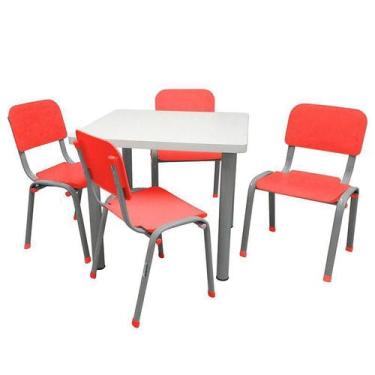 Imagem de Conjunto De Mesa E 4 Cadeiras Infantis Reforçadas Lg Flex Vermelha