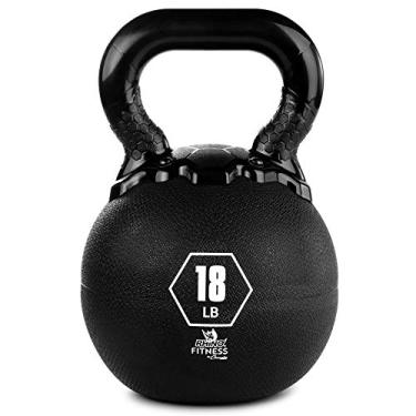 Imagem de Champion Sports Rhino Kettlebell, 8 kg, borracha, preto, chaleira durável com cabo suave e ergonômico para malhar – pesos livres para exercícios – equipamento de treinamento de força premium