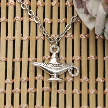 Imagem de EDCRFV Pingente Aladdin Lâmpada Mágica Genie Charme Curto Longo DIY Colar Jóias Feito à Mão