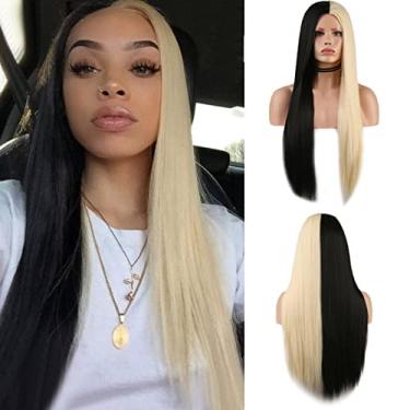 Imagem de Perucas femininas sintéticas afro crespo cor laranja ondulado natural peruca longa para mulheres negras e brancas cabelo de fibra de alta temperatura Perucas de cabelo humano (cor: 6, comprimento esticado: 55,88 cm)