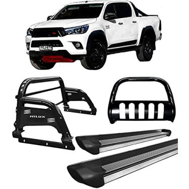 Imagem de Kit quebra mato+Estribo Pers +Santo Ant H3 Hilux 16/20 Preto