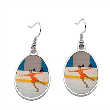 Imagem de Brinco de patinadora de silhueta feminina – Brincos pendurados para meninas – Presente de festa de aniversário dos namorados, Metal, Sem pedras preciosas