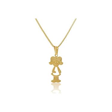 Imagem de Colar Com Pingente de Menina Folheado em Ouro 18k