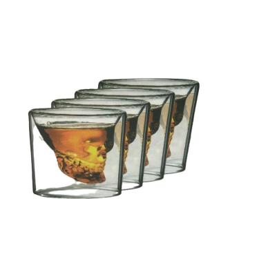 Imagem de Conjunto 4 Copos De Caveira Vidro Duplo - Importado