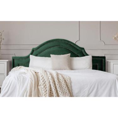 Imagem de Cabeceira King Provençal Dupla 193x60 Veludo Verde - T. Fumê