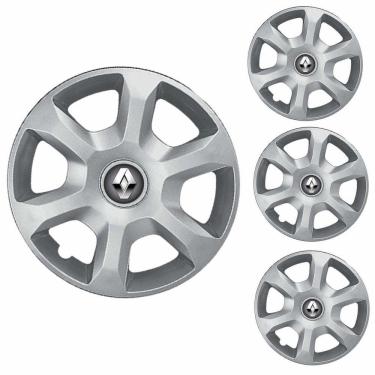 Imagem de Jogo Calota Aro 15 Sandero Megane Logan 2014 à 2015 Renault + Emblema Resinado