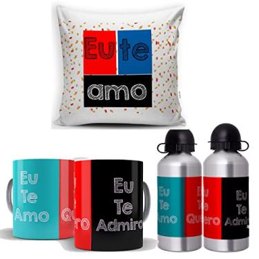 Imagem de KIT Squeeze + Caneca + Almofada Eu Te Amo