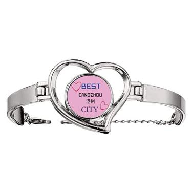 Imagem de N/A N/A Bracelete fashion com símbolo da cidade de Changzhou Art Deco joia coração pulseira de arame, medium, metal