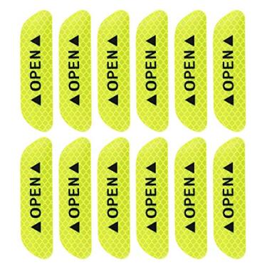 Imagem de X Adesivos reflexivos de carro AUTOHAUX para visibilidade noturna Aviso Reflexivo Porta Aberta Placa Fita adesiva Universal para Auto 9,5 x 2,5 cm Amarelo 12 peças