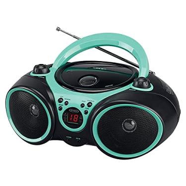 Imagem de Jensen Leitor de CD estéreo esportivo Boombox portátil CD-490 azul-petróleo com rádio AM/FM e entrada auxiliar e entrada de fone de ouvido (cor de edição limitada)
