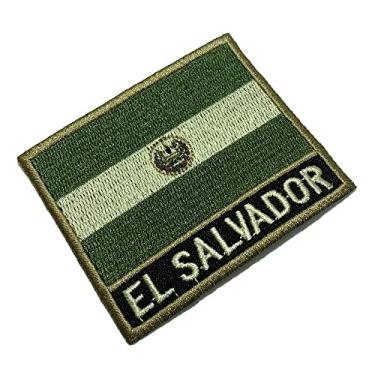 Imagem de BP0203NT03 Bandeira El Salvador Patch Bordado Termo Adesivo