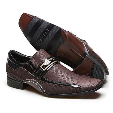 Imagem de Sapato Social Masculino Calvest com Metal Dourado Estampado 1930C229ESC-Café-42