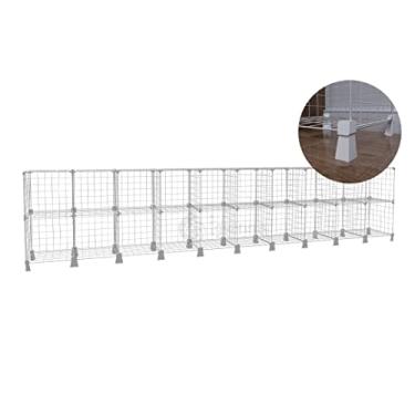 Imagem de Estante Balcão Aramado Organizador de Sapato Roupa 20 Nichos Armário Horizontal para Livros Branco