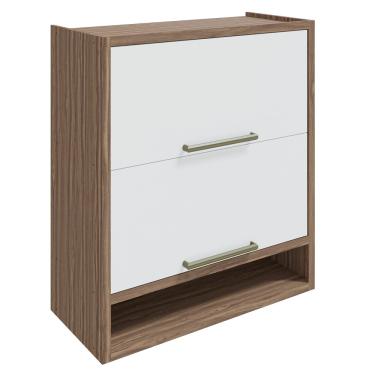Imagem de Armário Aéreo 80cm 2 Portas Syrah Sevilha/Branco - Móveis Ronipa