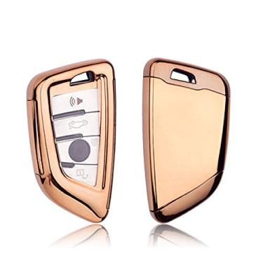 Imagem de CSHU TPU Car Key Case Cover Chaveiro Ring Key Bag, apto para BMW X5 F15 X6 F16 G30 7 G11 X1 F48 F39, ouro