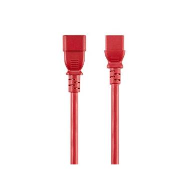 Imagem de Monoprice Cabo de extensão – 6 metros – Vermelho, IEC 60320 C14 para IEC 60320 C13, 14AWG, 15A, SJT, 100-250V, para carregar computadores, monitores, periféricos