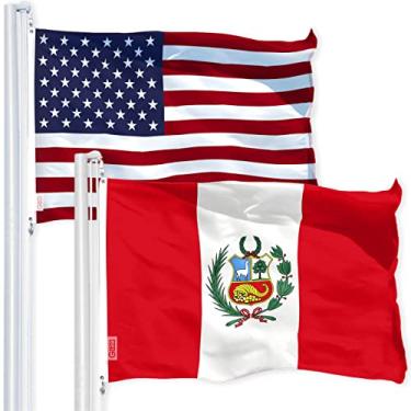 Imagem de G128 Pacote combo: Bandeira americana dos EUA 3x5 pés 150D estrelas impressas e bandeira do Peru (peruana) 3x5 pés 150D impressa