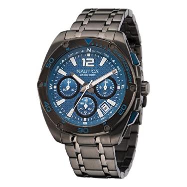 Imagem de Nautica Relógio masculino Tin Can Bay Chrono/IP Gunmetal pulseira de aço inoxidável (modelo: NAPTCF211), Preto