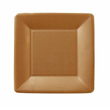 Imagem de Ideal Home Range pratos de papel de sobremesa quadrados descartáveis IHR, 17,78 cm, cobre de linho clássico