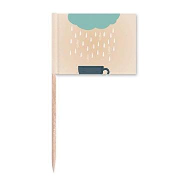 Imagem de Rain Cloud Cup Sle Face Weather Palito de Dente Bandeiras Marcador Topper Decoração de Festa