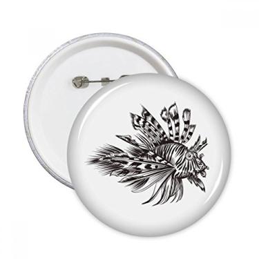 Imagem de Ilustração de peixe preto vida marinha pinos redondos emblema botão decoração acessório 5 peças