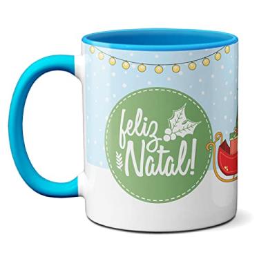 Imagem de Caneca Árvore De Natal Presente Fofo Trenó Papai Noel (Azul)