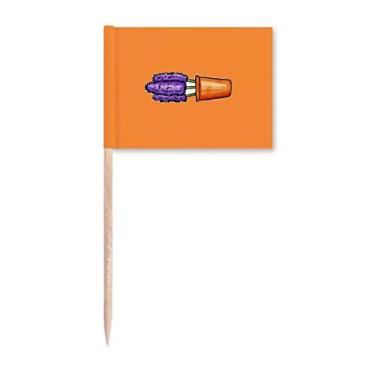 Imagem de Bandeiras de palito de dente simples em vaso roxo para decoração de festa