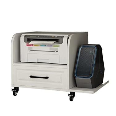 Imagem de KIZQYN Suporte de impressora Rack de suporte de mesa de escritório sob polia do chão ao teto Suporte de impressora Rack Suporte de armazenamento Moldura principal com Impressora de mesa de gaveta (Cor: A-40 * 38 cm - com suporte)