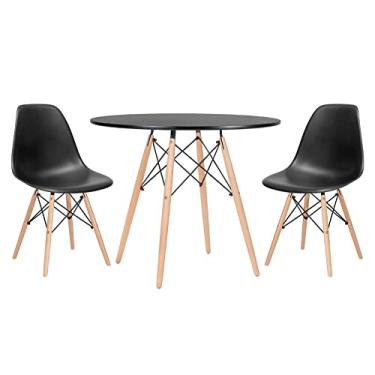Imagem de Loft7, Mesa redonda Eames 90 cm preto + 2 cadeiras Eiffel Dsw