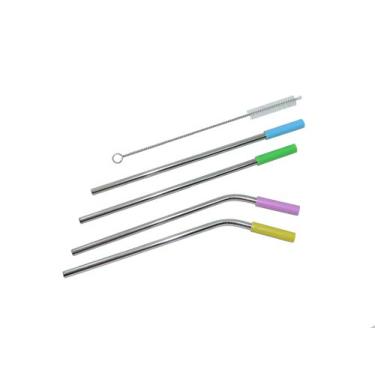 Imagem de Kit Canudos Aço Inoxidável Com Escova Para Limpeza E Bolsa