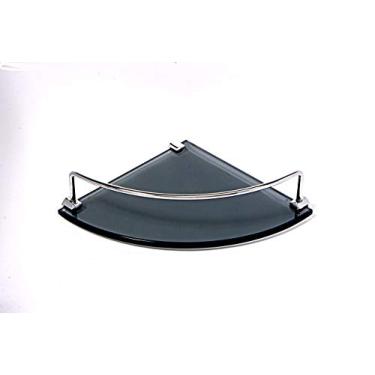 Imagem de Porta Shampoo de Canto Curvo em Vidro Fumê Lapidado - Aquabox - 20cmx20cmx8mm